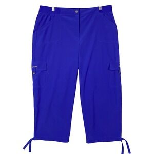 Zenergy by Chicos Cargo‎ Capri Pants Womens 12 Chicos 2 Blue Stretch Tie Hem